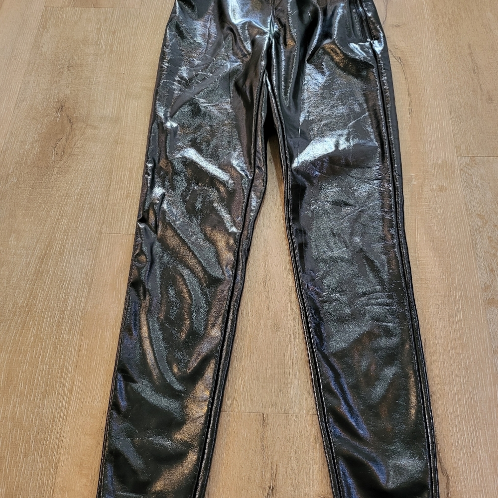 Top Shop Faux Leather Shiny Black Leggings